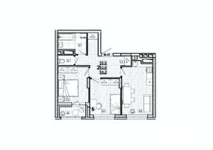 2-к квартира, вторичка, 54м2, 6/15 этаж
