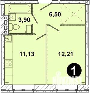 1-к квартира, строящийся дом, 34м2, 1/5 этаж