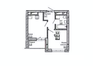 1-к квартира, вторичка, 28м2, 2/15 этаж