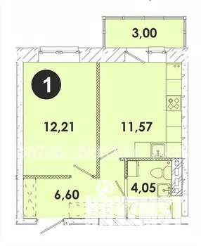 1-к квартира, строящийся дом, 37м2, 3/5 этаж