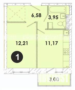 1-к квартира, строящийся дом, 37м2, 4/5 этаж
