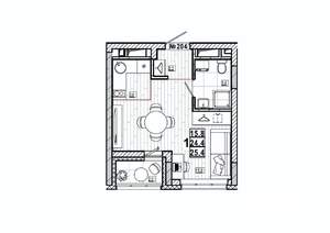 Студия квартира, вторичка, 25м2, 7/15 этаж