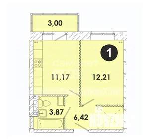 1-к квартира, вторичка, 37м2, 4/5 этаж