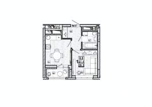 1-к квартира, вторичка, 28м2, 11/15 этаж