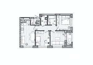 3-к квартира, вторичка, 57м2, 2/15 этаж