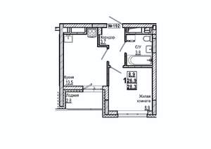 1-к квартира, вторичка, 28м2, 6/15 этаж