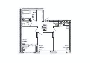 2-к квартира, вторичка, 54м2, 6/15 этаж